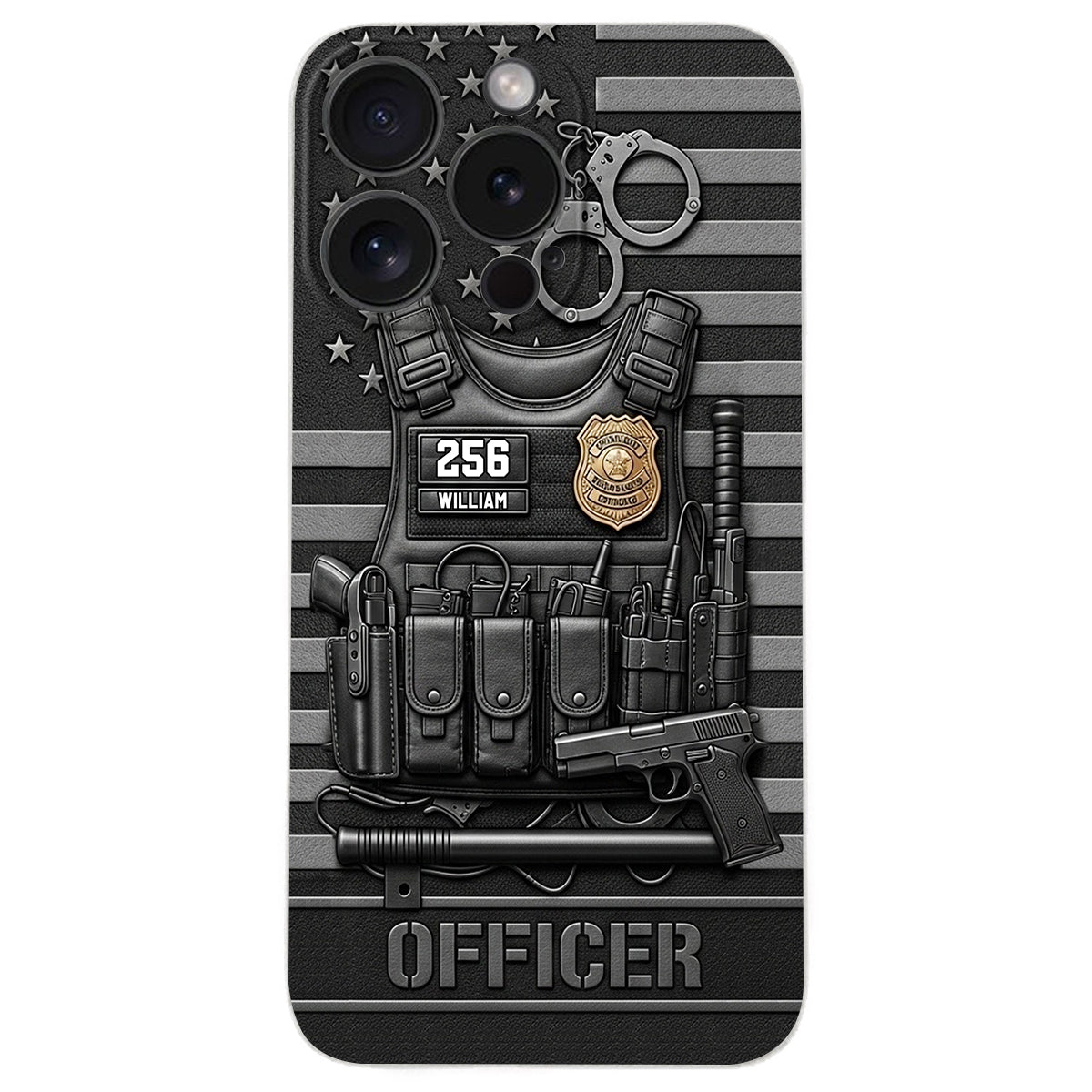 Serve And Protect - Personalized Police Officer Leather Phone Case