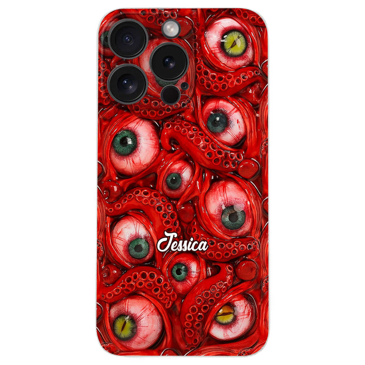 Horror Bloody Eyes - Personalized Halloween Leather Phone Case