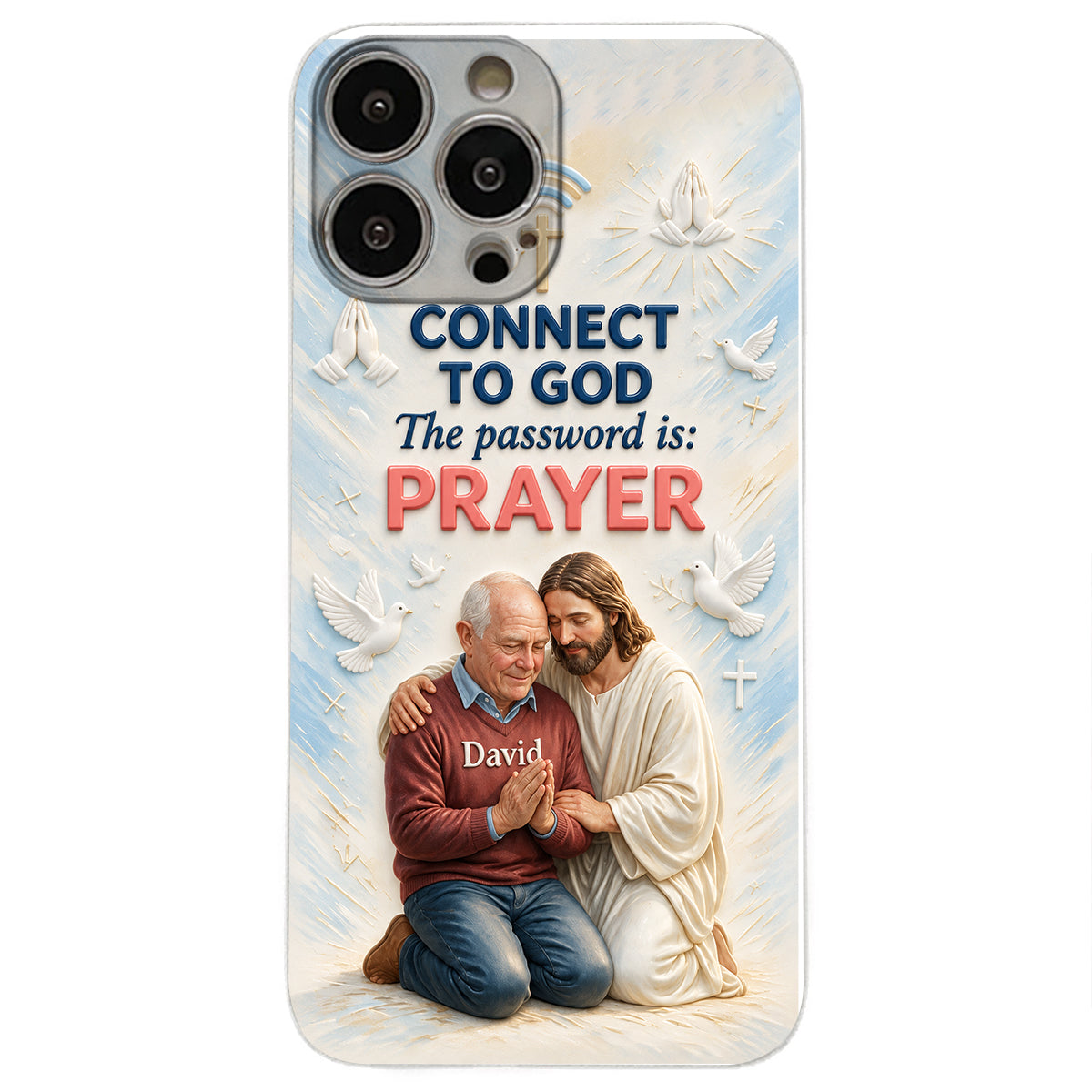 Connect To God - Personalized Christian 3D Embossed Leather Phone Case