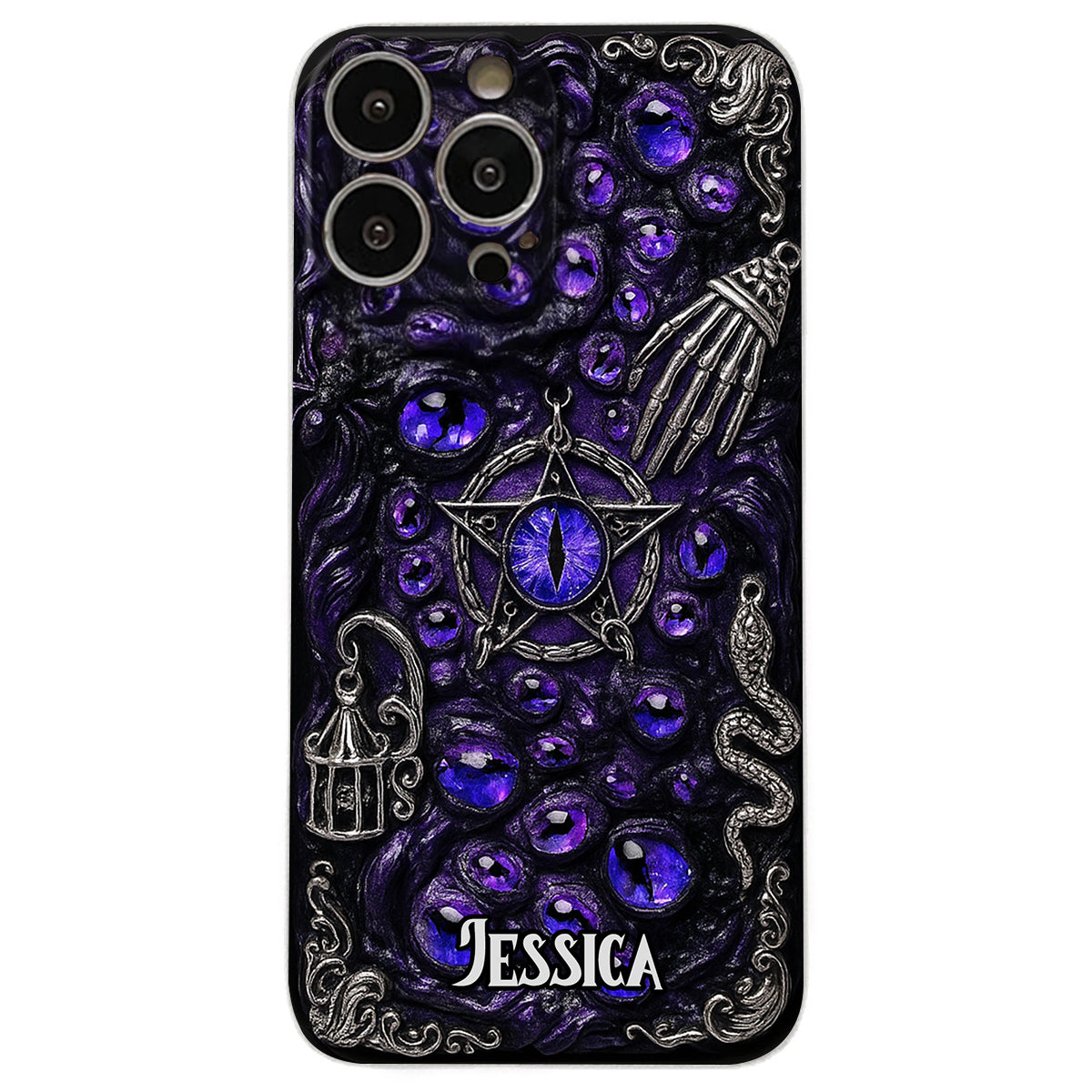 Gothic Pentacle Witchy Vibe - Personalized Witch Leather Phone Case
