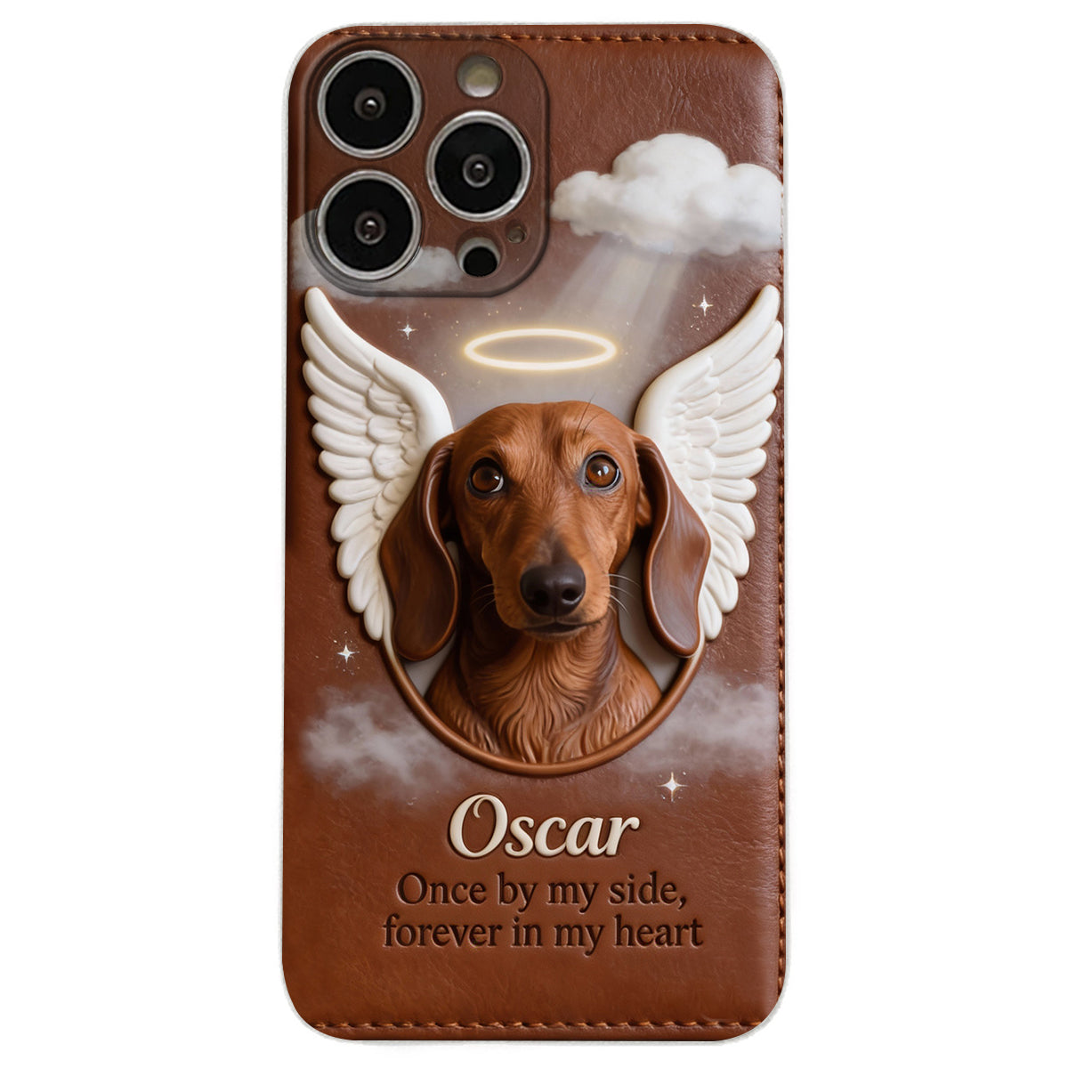 Once By My Side - Personalized Dog Leather Phone Case