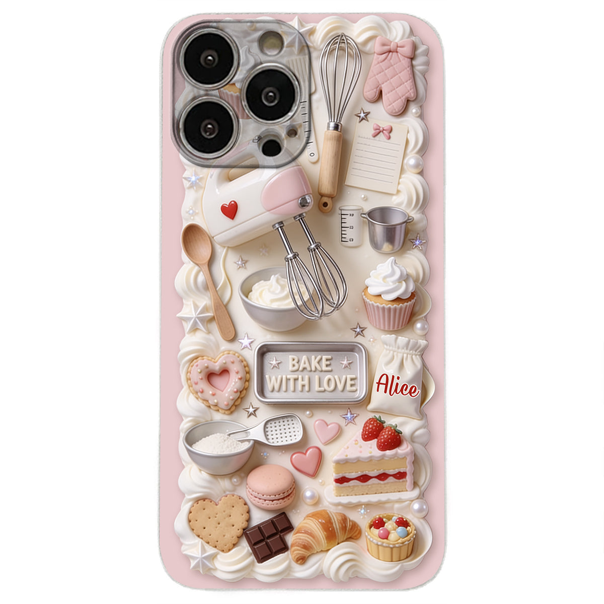 Bake With Love - Personalized Baking 3D Embossed Leather Phone Case