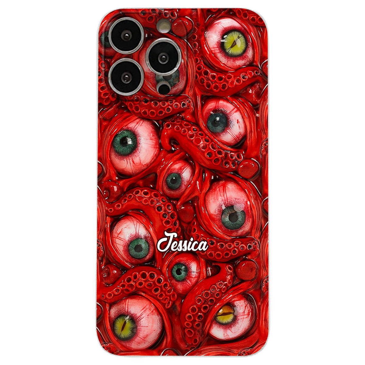 Horror Bloody Eyes - Personalized Halloween Leather Phone Case