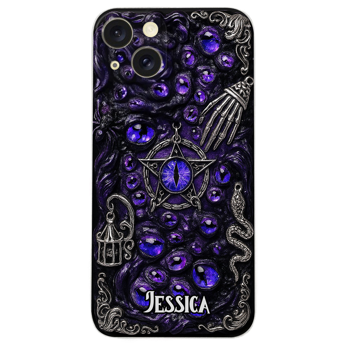 Gothic Pentacle Witchy Vibe - Personalized Witch Leather Phone Case