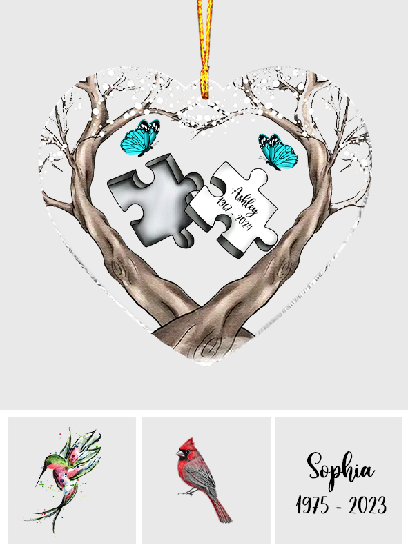 A Piece Of My Heart Lives In Heaven - Personalized Memorial Custom Shaped Ornament