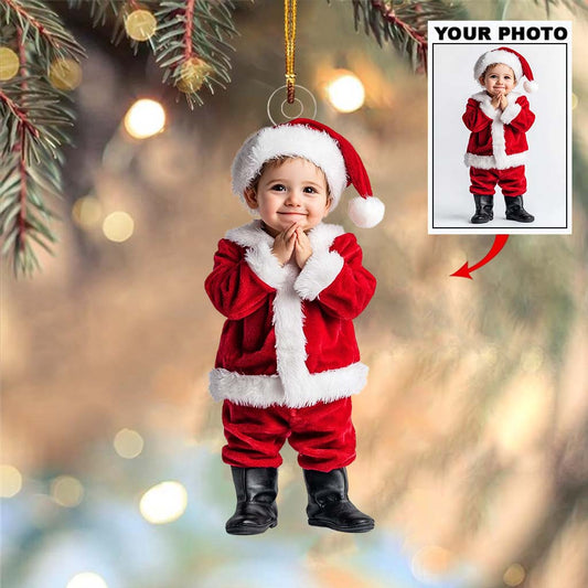 Any Photo Ornament Gift For Grandkids - Personalized Kid Custom Shaped Ornament