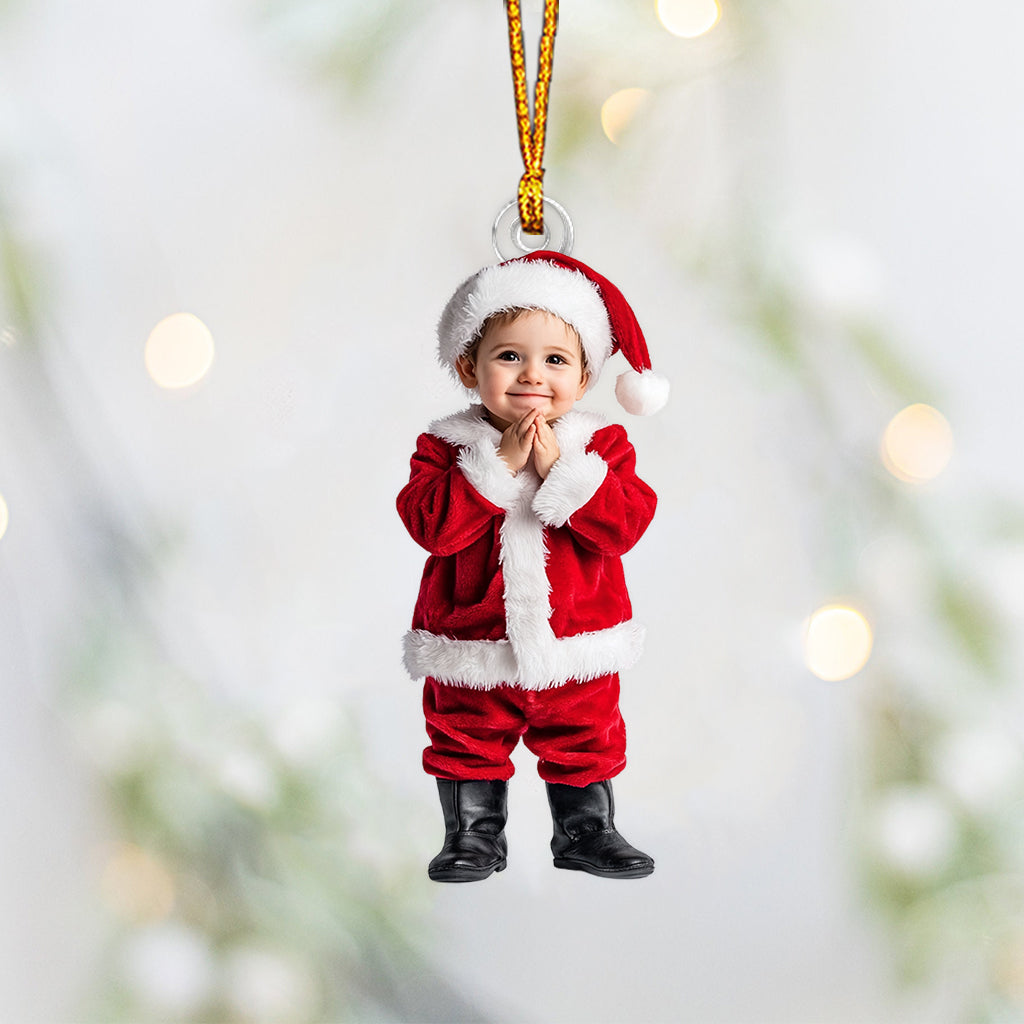 Any Photo Ornament Gift For Grandkids - Personalized Kid Custom Shaped Ornament