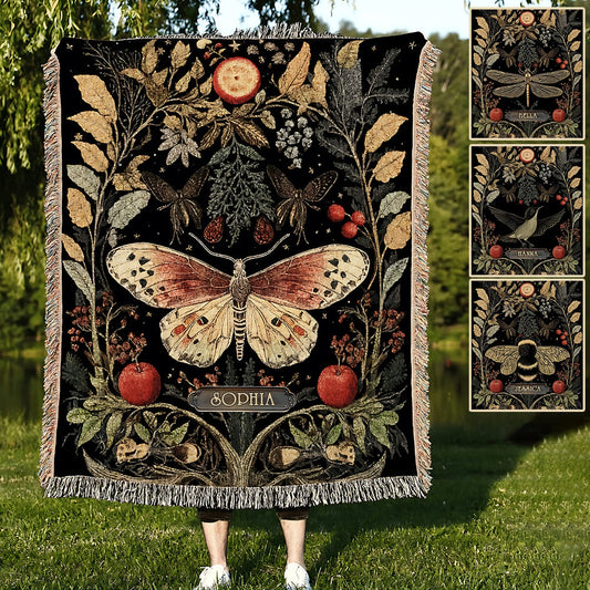 Beautiful Dark Cottagecore Garden - Personalized Gardening Woven Blanket