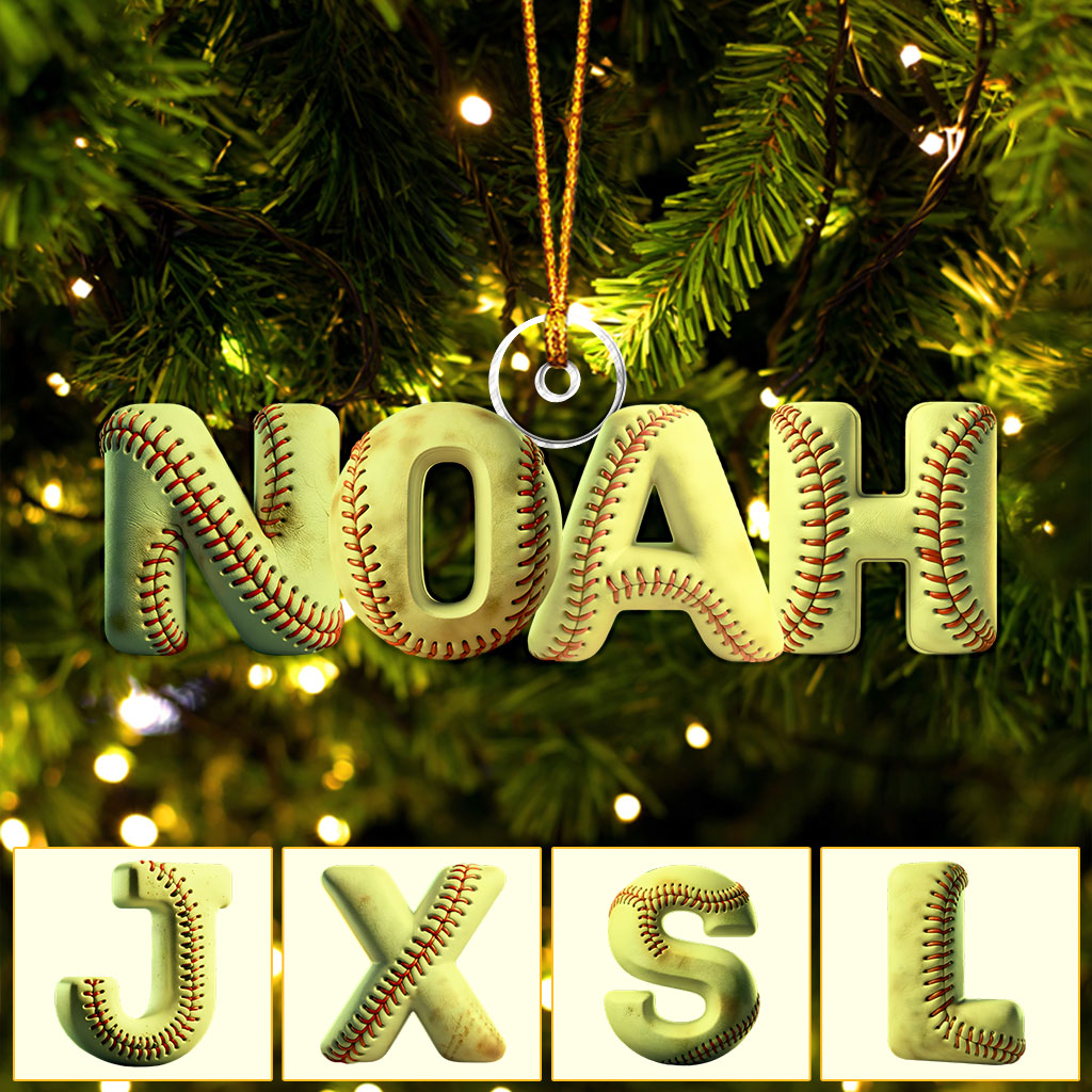 Softball Name Ornament - Personalized Softball Custom Shaped Ornament