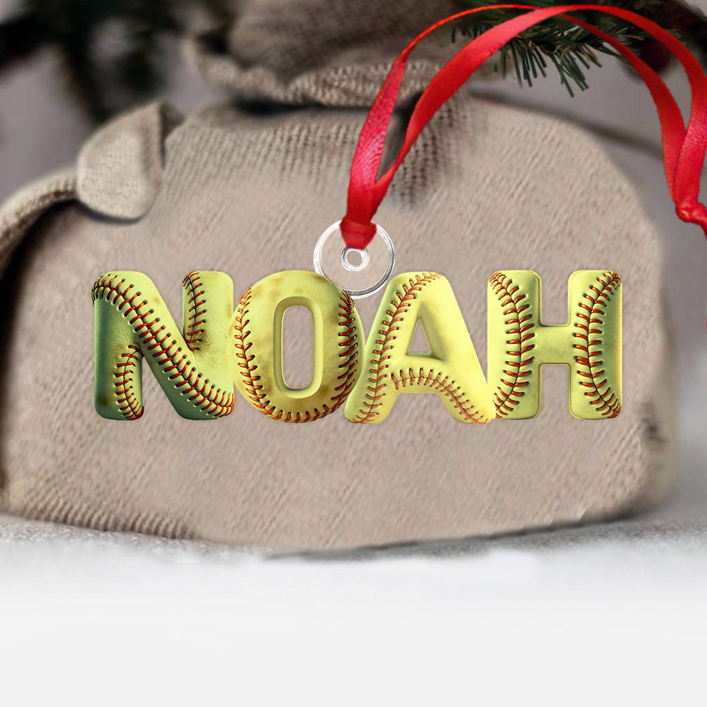 Softball Name Ornament - Personalized Softball Custom Shaped Ornament