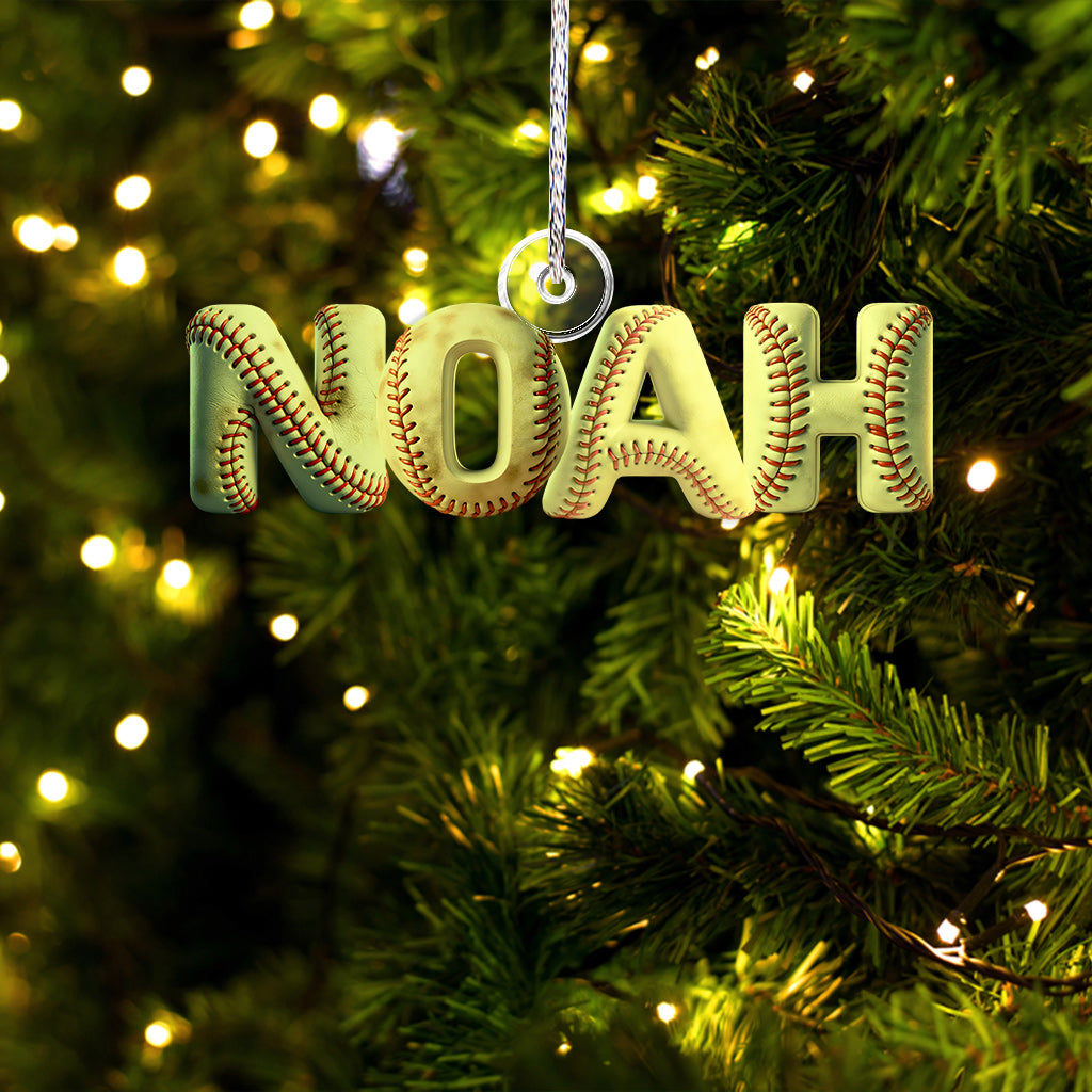 Softball Name Ornament - Personalized Softball Custom Shaped Ornament