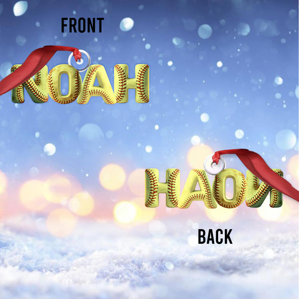 Softball Name Ornament - Personalized Softball Custom Shaped Ornament