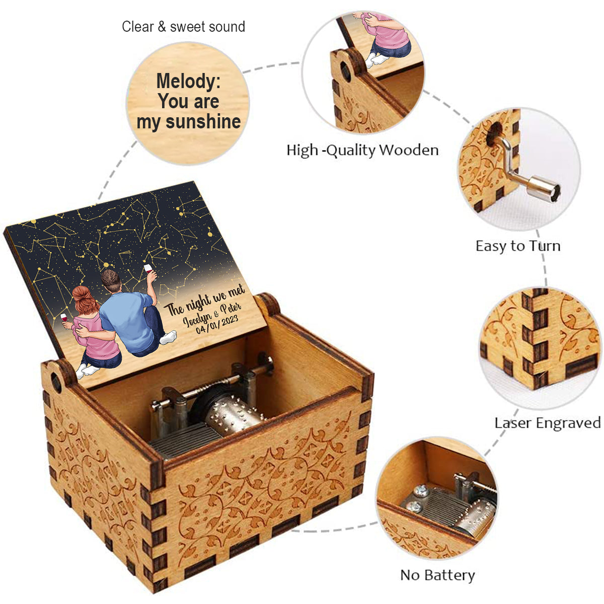 The Night We Met - Personalized Couple Hand Crank Music Box