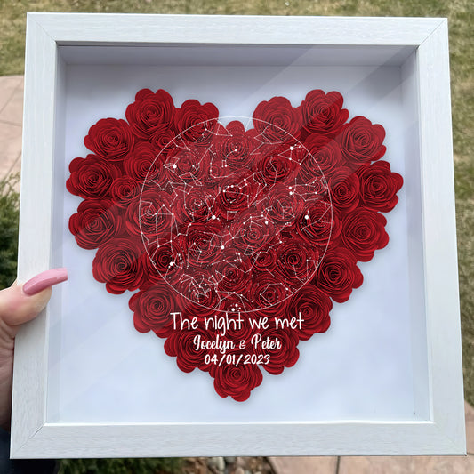 The Night We Met - Personalized Couple Flower Shadow Box