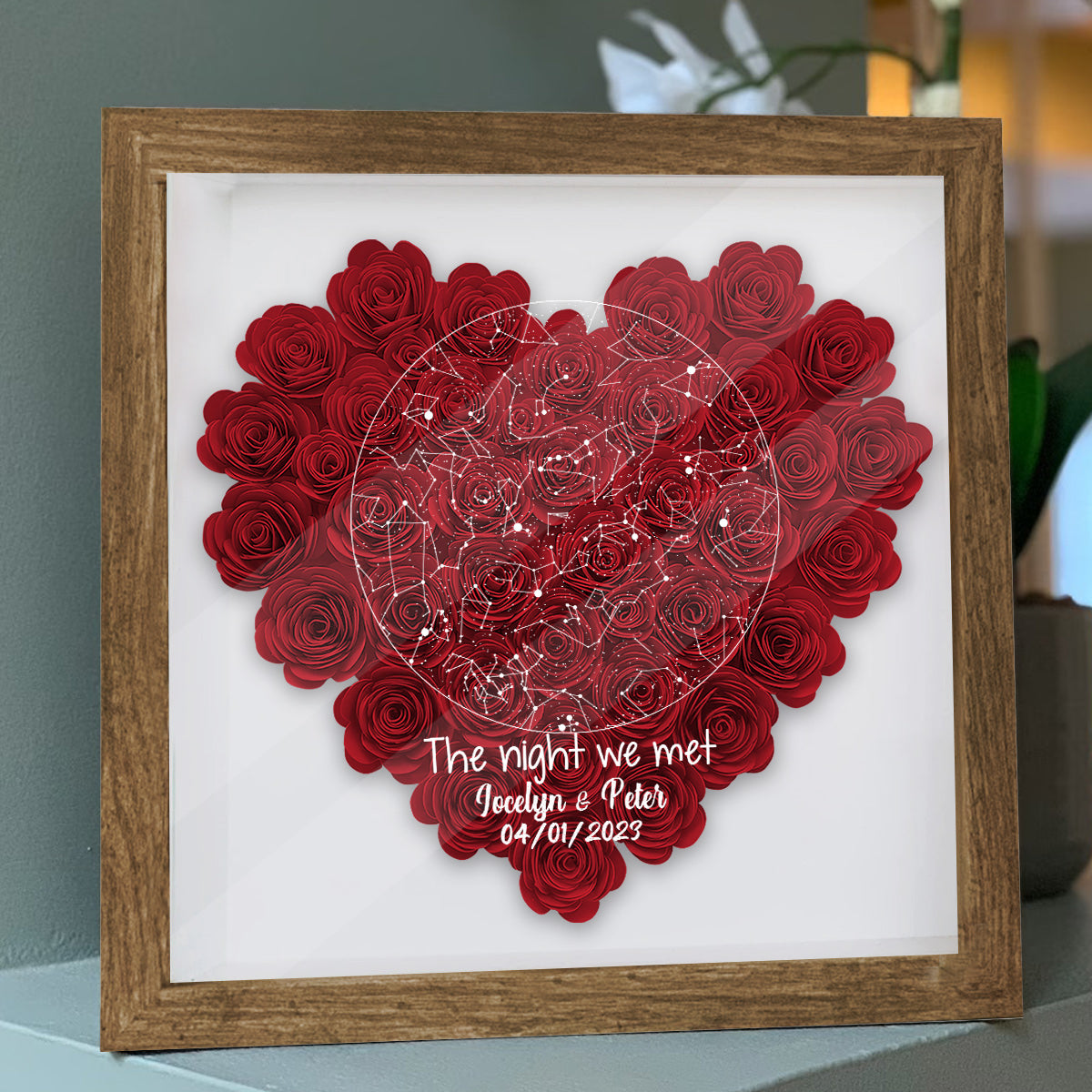 The Night We Met - Personalized Couple Flower Shadow Box