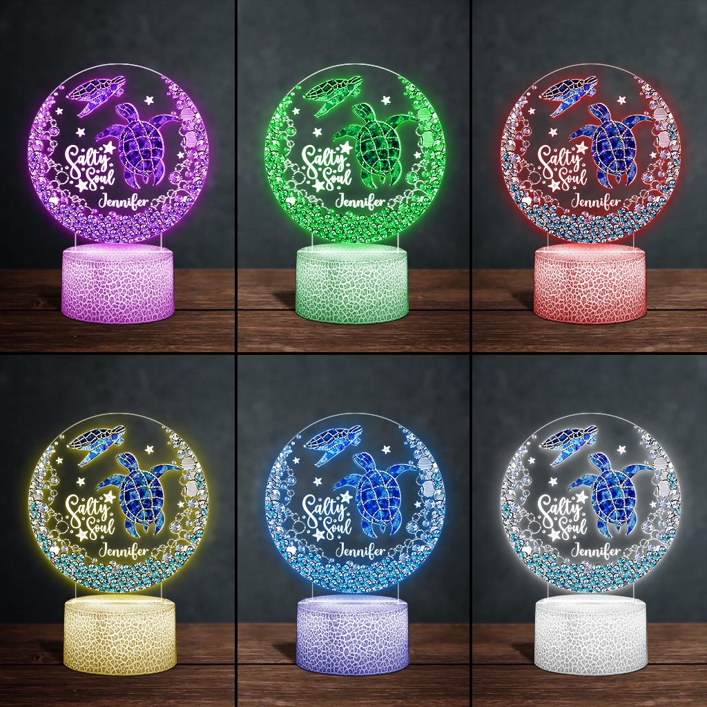 Salty Soul - Personalized Turtle Shaped Plaque Light Base