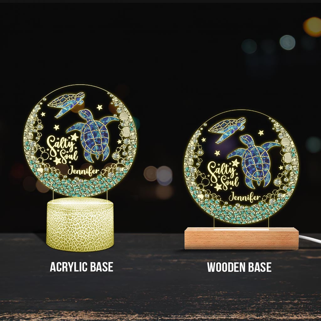 Salty Soul - Personalized Turtle Shaped Plaque Light Base