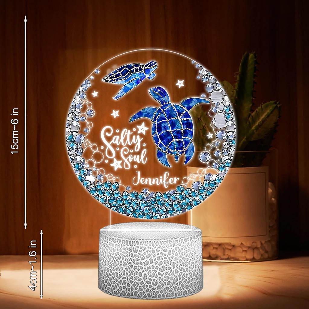 Salty Soul - Personalized Turtle Shaped Plaque Light Base