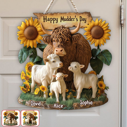 Happy Mudder's Day - Personalized Mother Custom Shaped Wood Sign