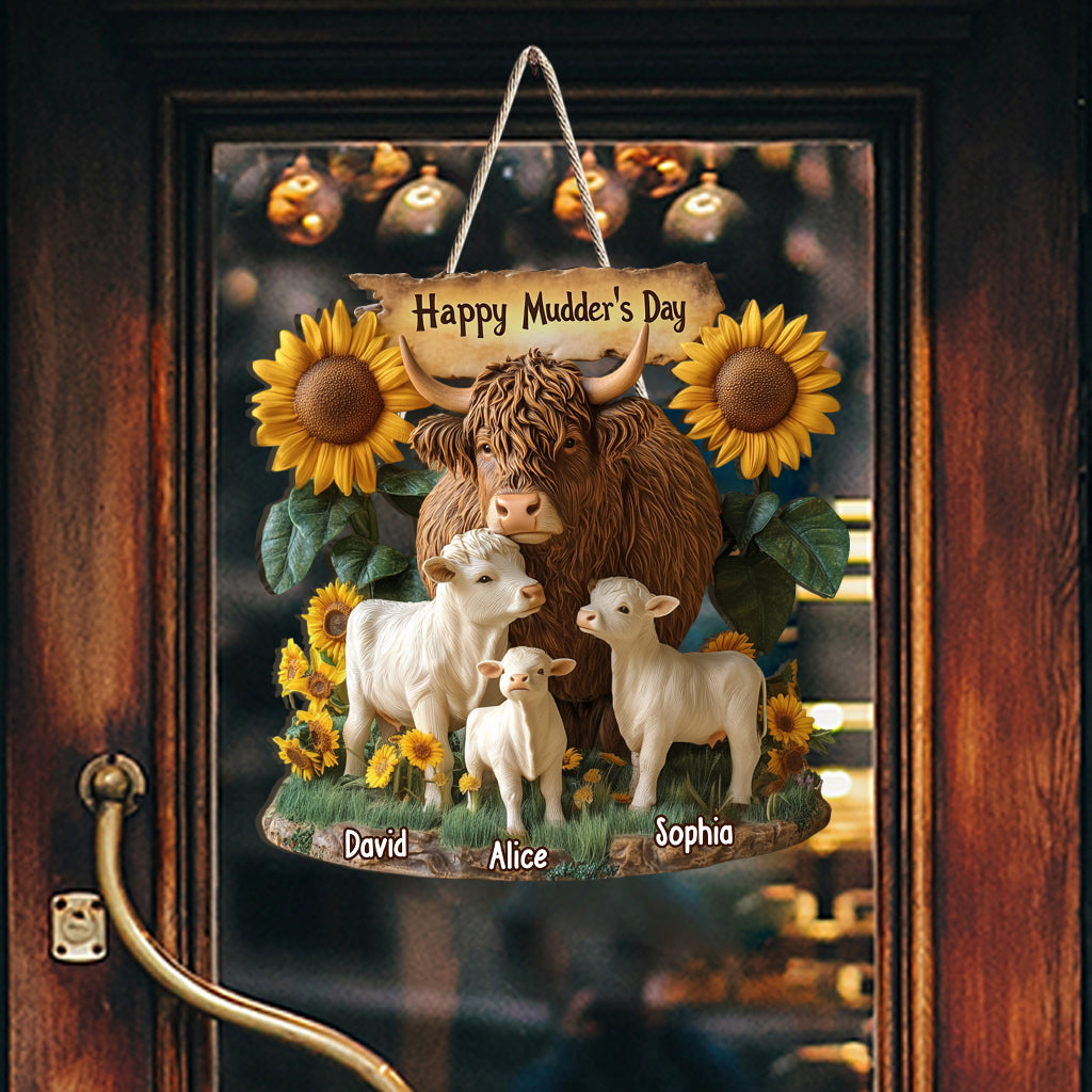 Happy Mudder's Day - Personalized Mother Custom Shaped Wood Sign