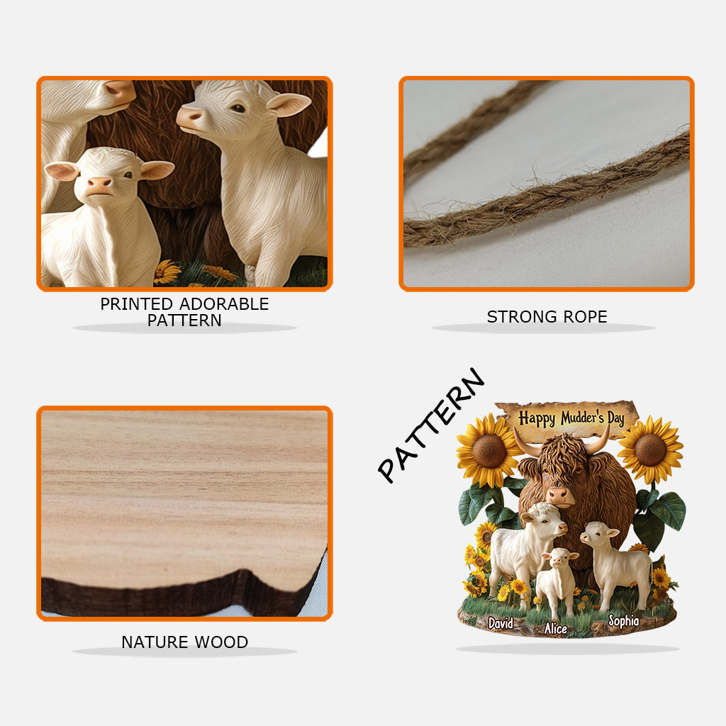 Happy Mudder's Day - Personalized Mother Custom Shaped Wood Sign