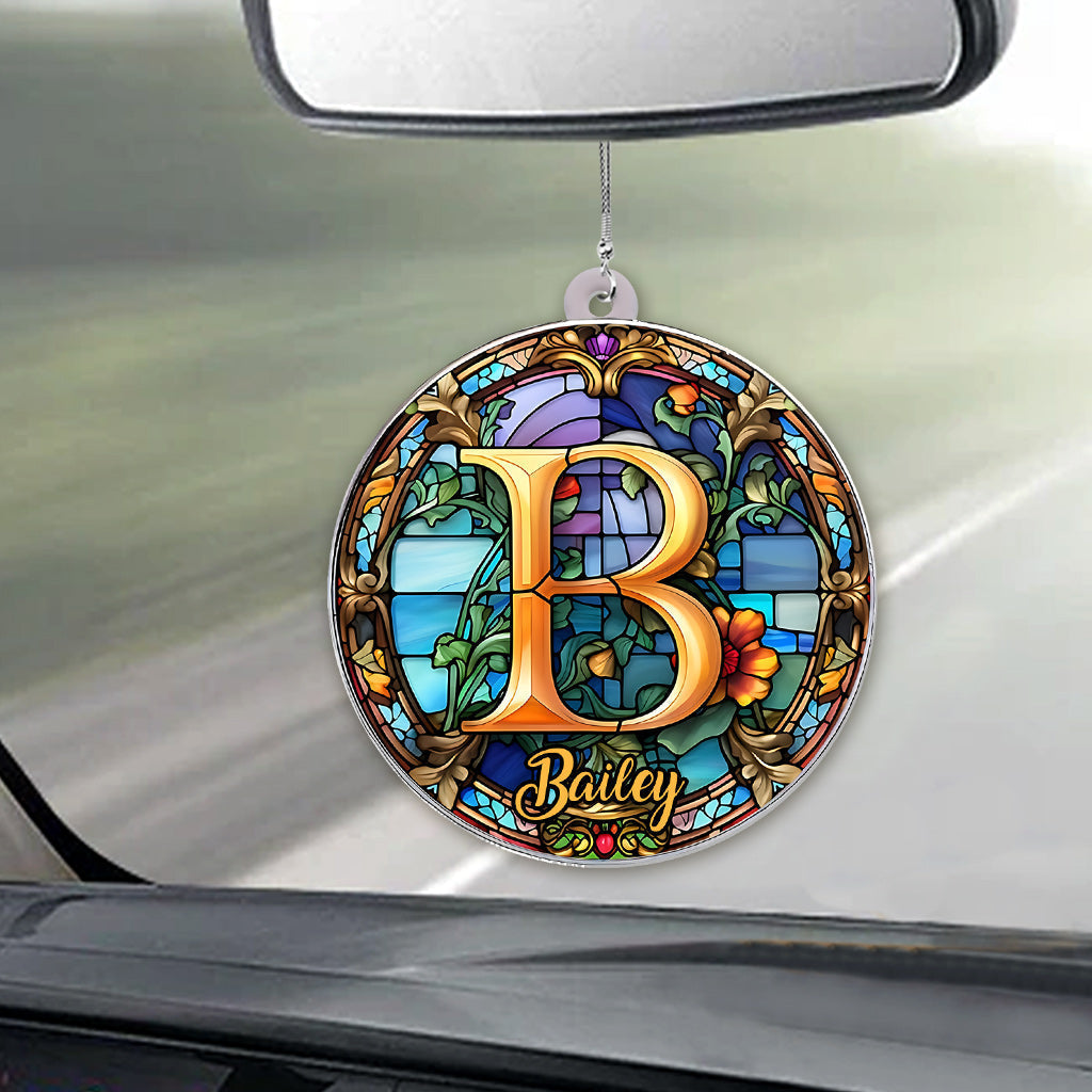 Stained Glass Letter - Personalized Family Car Ornament