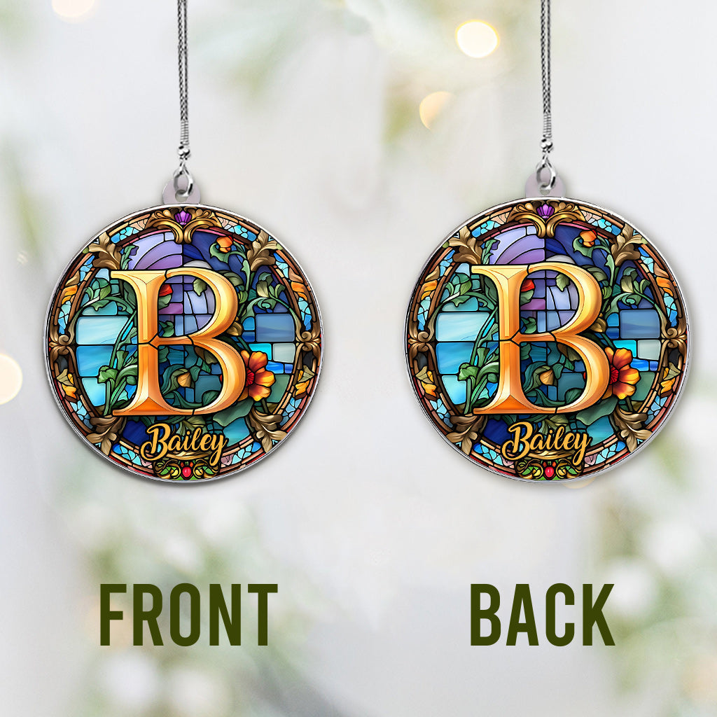 Stained Glass Letter - Personalized Family Car Ornament