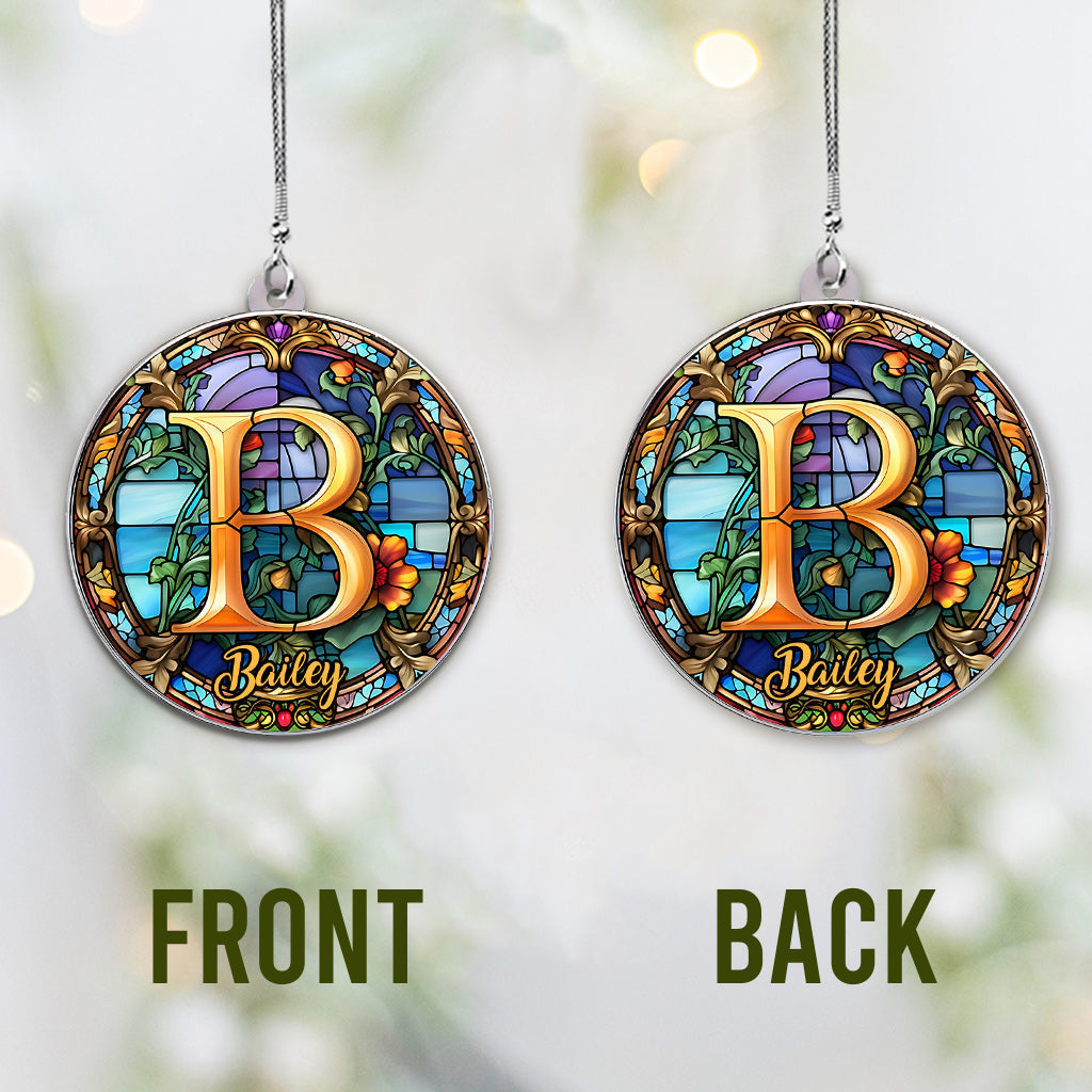 Stained Glass Letter - Personalized Family Car Ornament