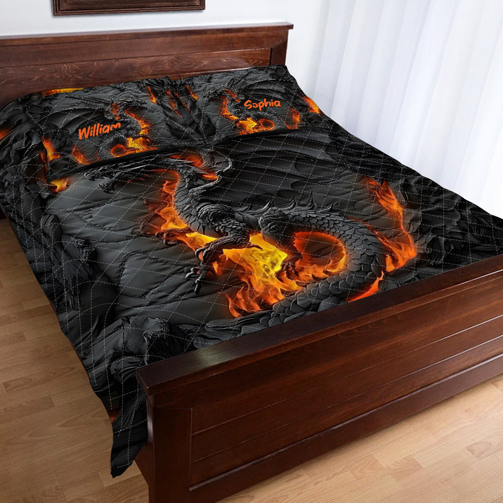 Fire Dragon - Personalized Dragon Quilt Set