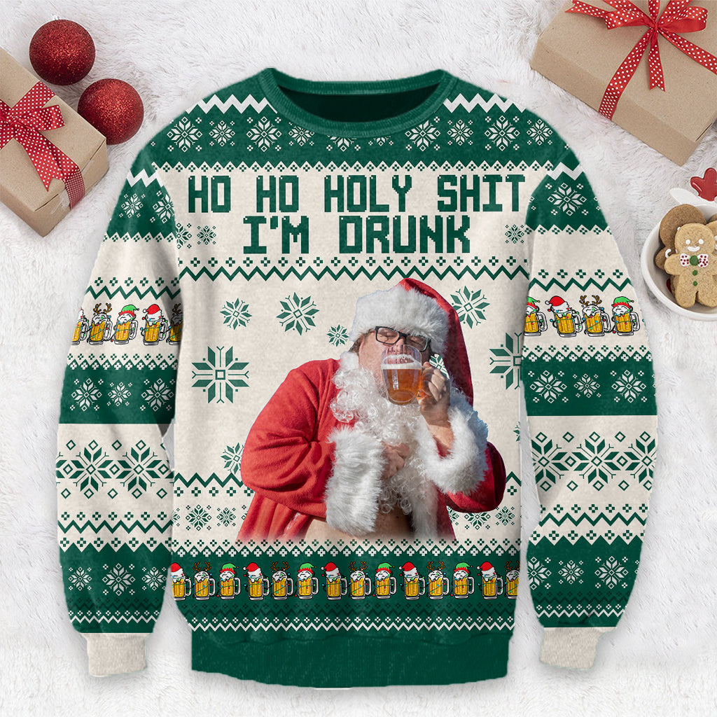Ho Ho Holy Sh*t I'm Drunk - Personalized Beer Ugly Sweater