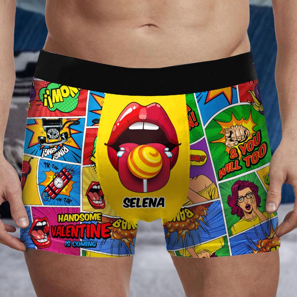 Valentine Is Coming - Personalized Couple Men’s Boxer Briefs