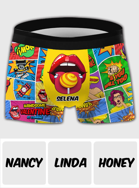 Valentine Is Coming - Personalized Couple Men’s Boxer Briefs