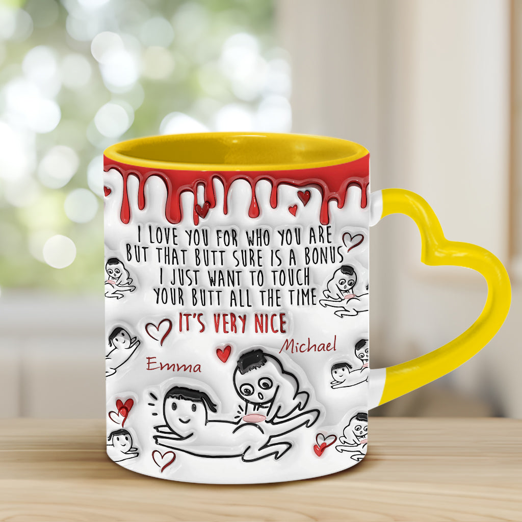 Your Butt Is Bonus - Personalized Couple Heart Handle Mug