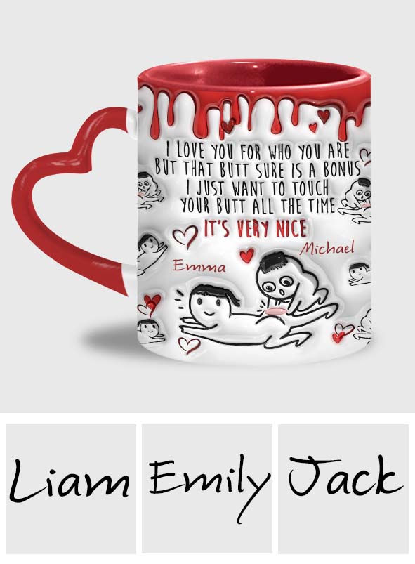 Your Butt Is Bonus - Personalized Couple Heart Handle Mug