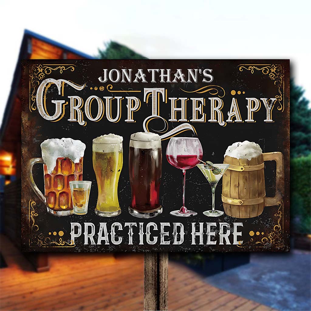 Group Therapy Practiced Here - Personalized Beer Rectangle Metal Sign