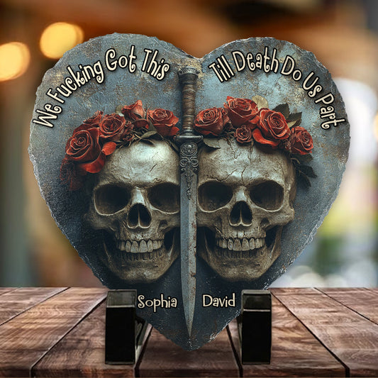 We Got This, Till Death Do Us Part - Personalized Couple Heart Shaped Stone