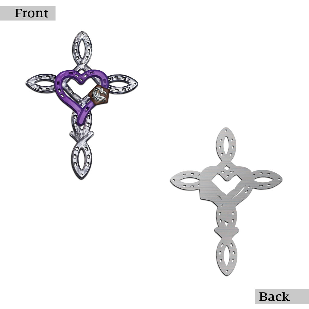 Rustic Horseshoe Cross - Personalized Horse Cut Metal Sign