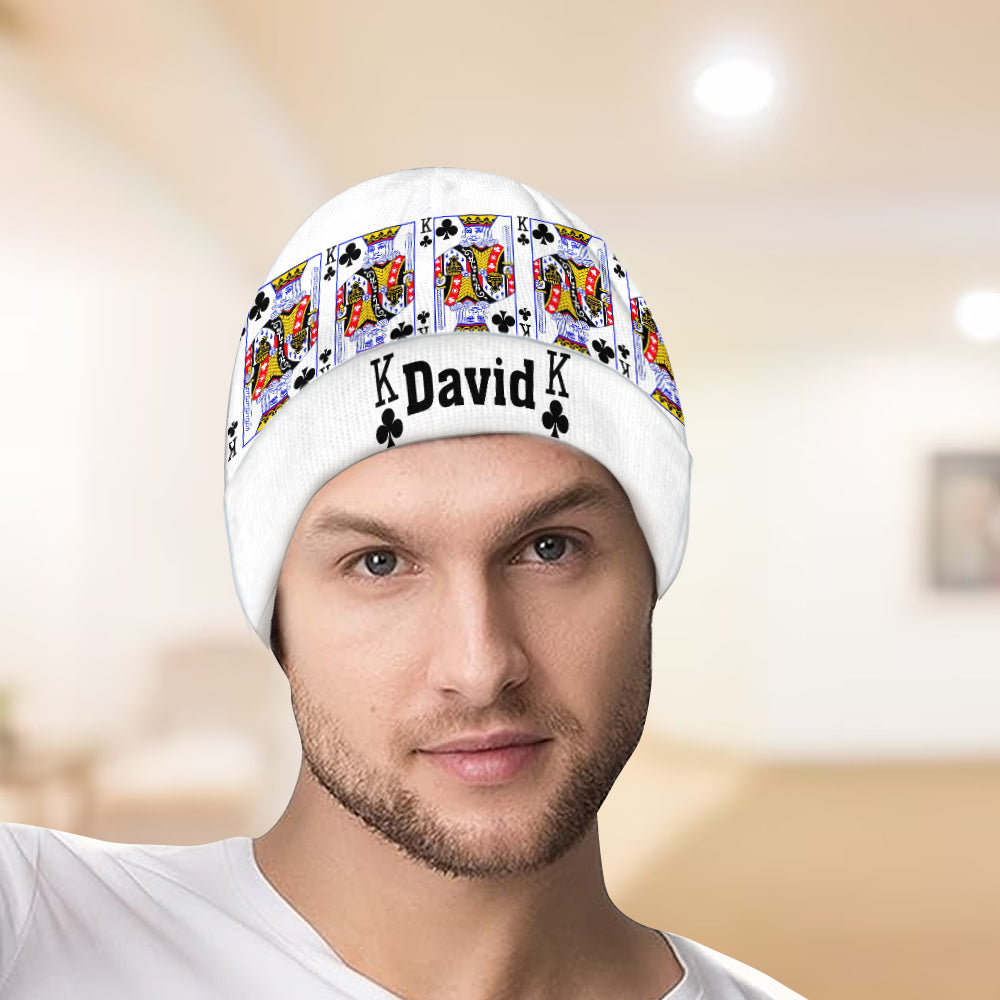 King And Queen - Personalized Couple Beanie Hat