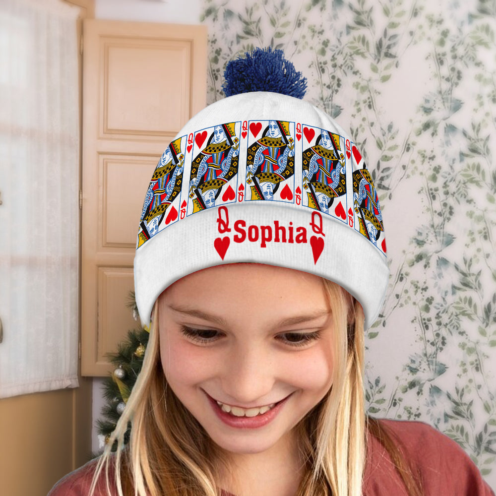 King And Queen - Personalized Couple Beanie Hat