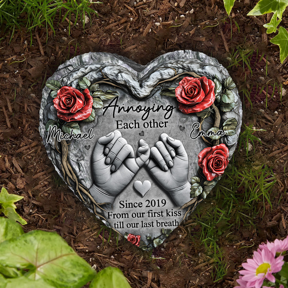 Till Deadth Do Us Part - Personalized Couple Heart Shaped Stone