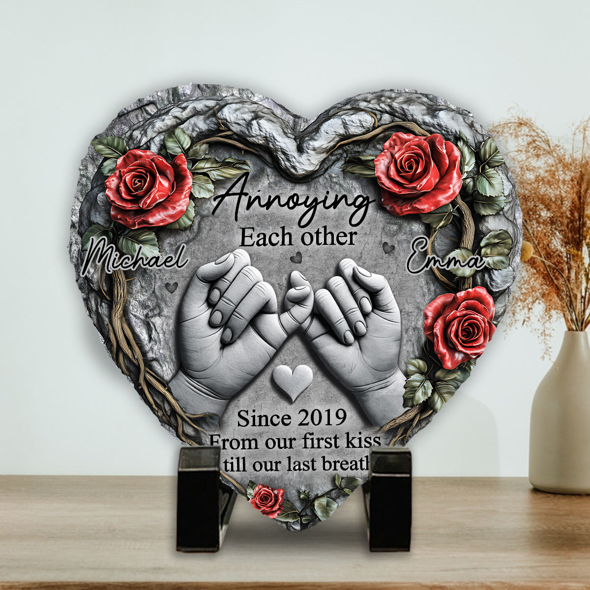 Till Deadth Do Us Part - Personalized Couple Heart Shaped Stone