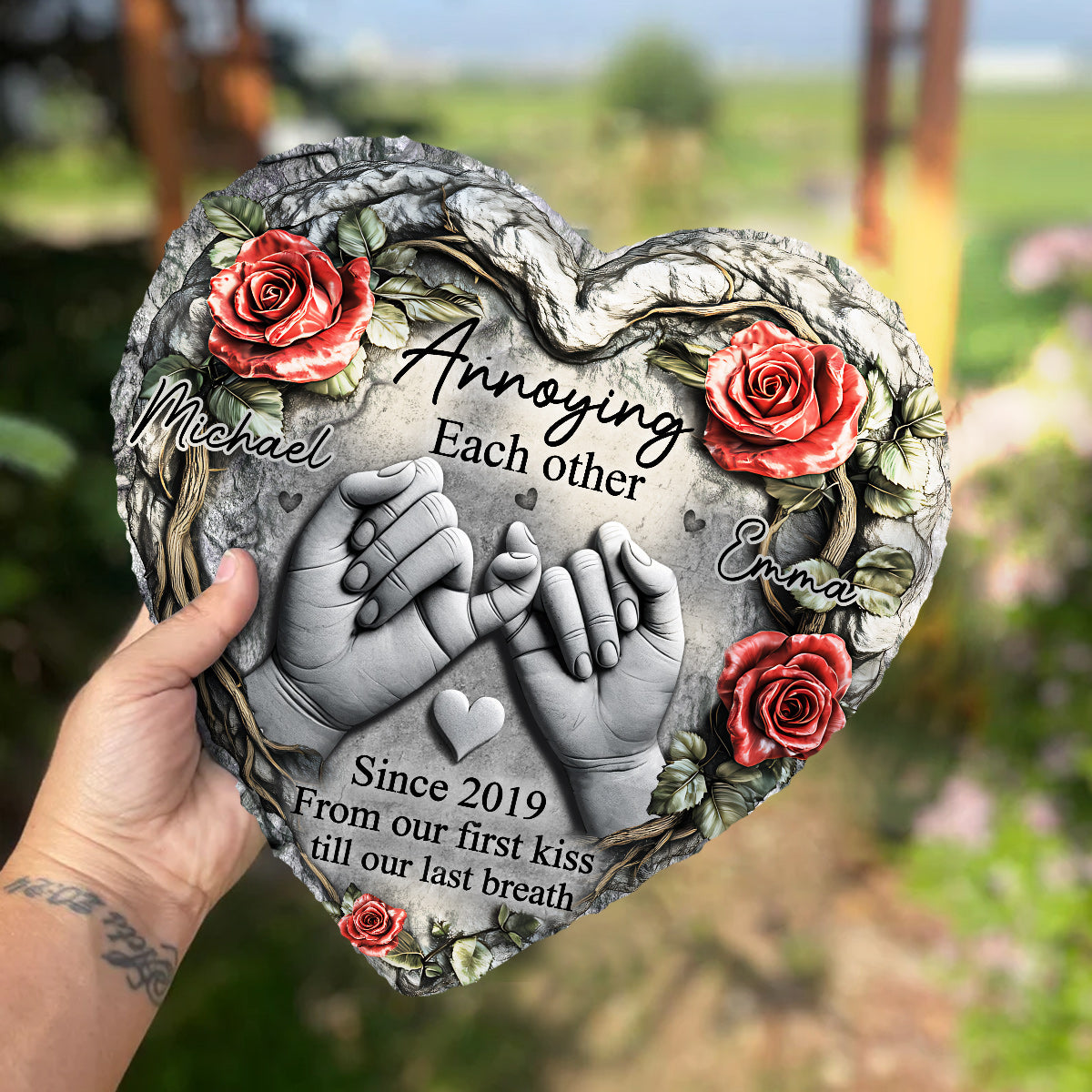Till Deadth Do Us Part - Personalized Couple Heart Shaped Stone