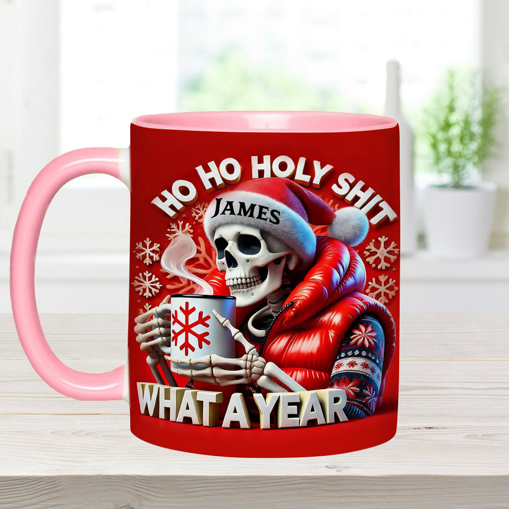 Ho Ho Holy Sh*t What A Year - Personalized Skull Accent Mug