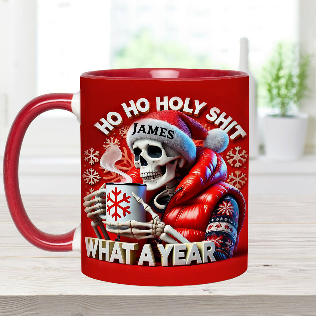 Ho Ho Holy Sh*t What A Year - Personalized Skull Accent Mug