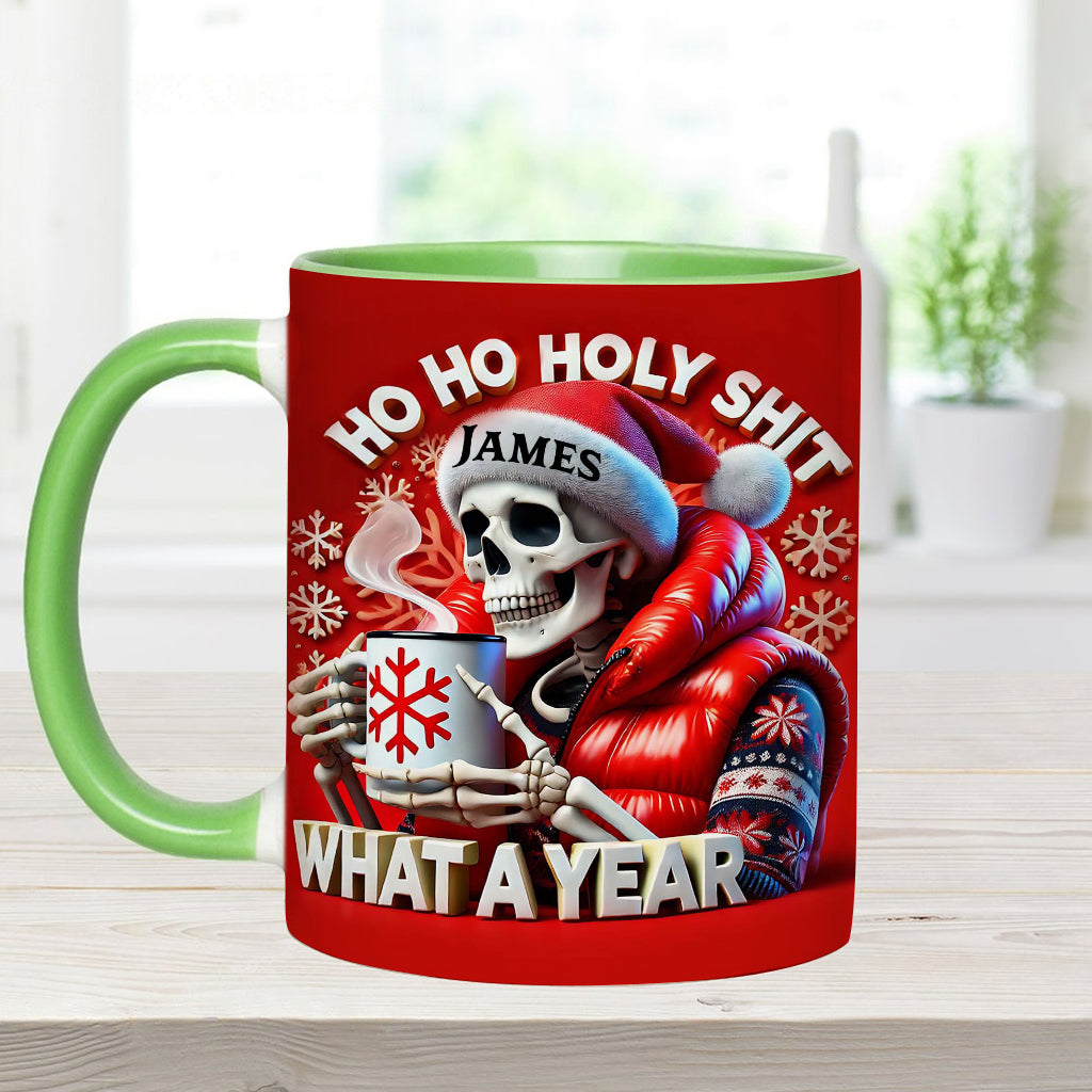 Ho Ho Holy Sh*t What A Year - Personalized Skull Accent Mug