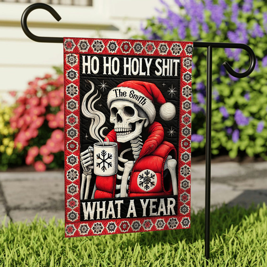 Ho Ho Holy Sh*t What A Year - Personalized Skull Garden Flag