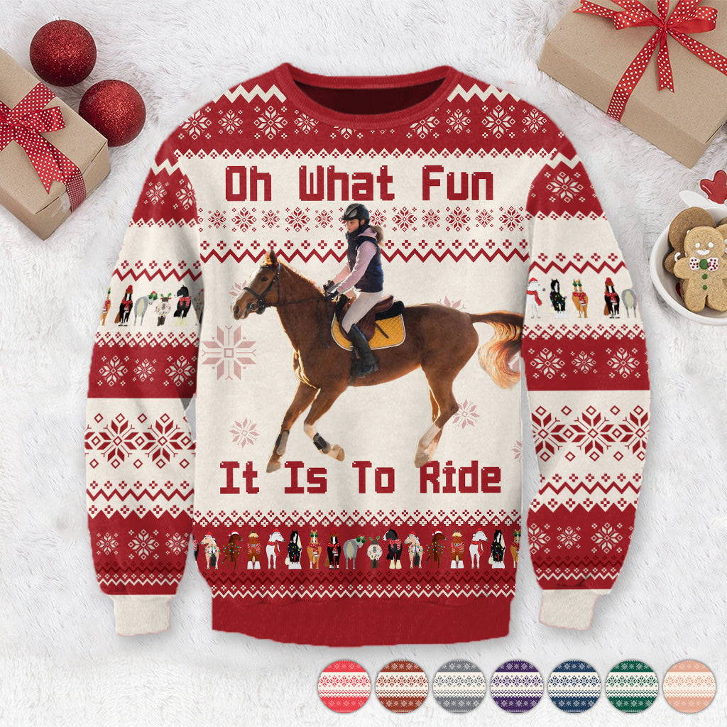 Oh What Fun It Is To Ride - Personalized Horse Ugly Sweater