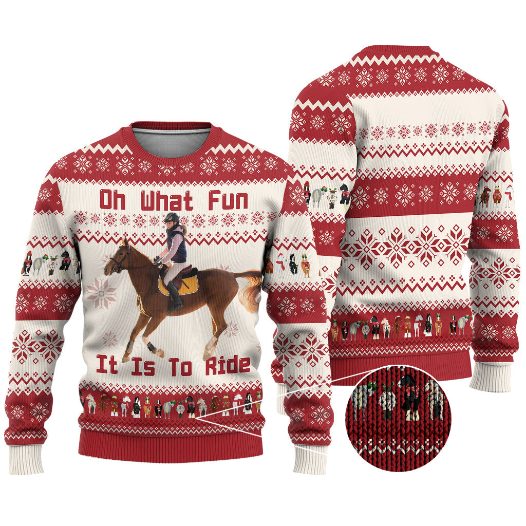 Oh What Fun It Is To Ride - Personalized Horse Ugly Sweater