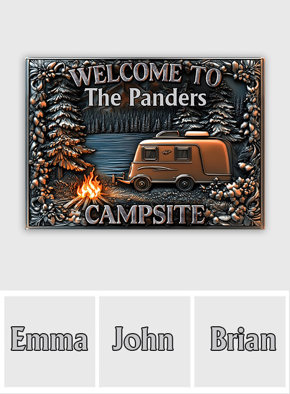 Welcome To Our Campsite - Personalized Camping Rectangle Metal Sign