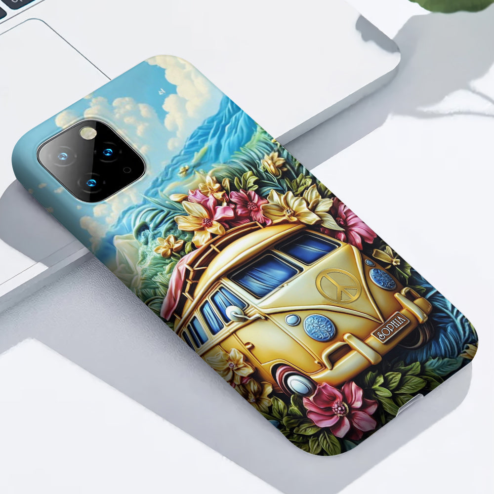 Floral Van Peace Sign - Personalized Hippie Full Print Phone Case
